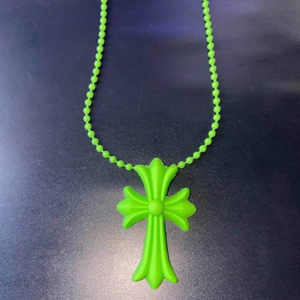 Chrome Hearts 20TH Anniversary Silicone (Green) 50CM On Neck Unique Cross